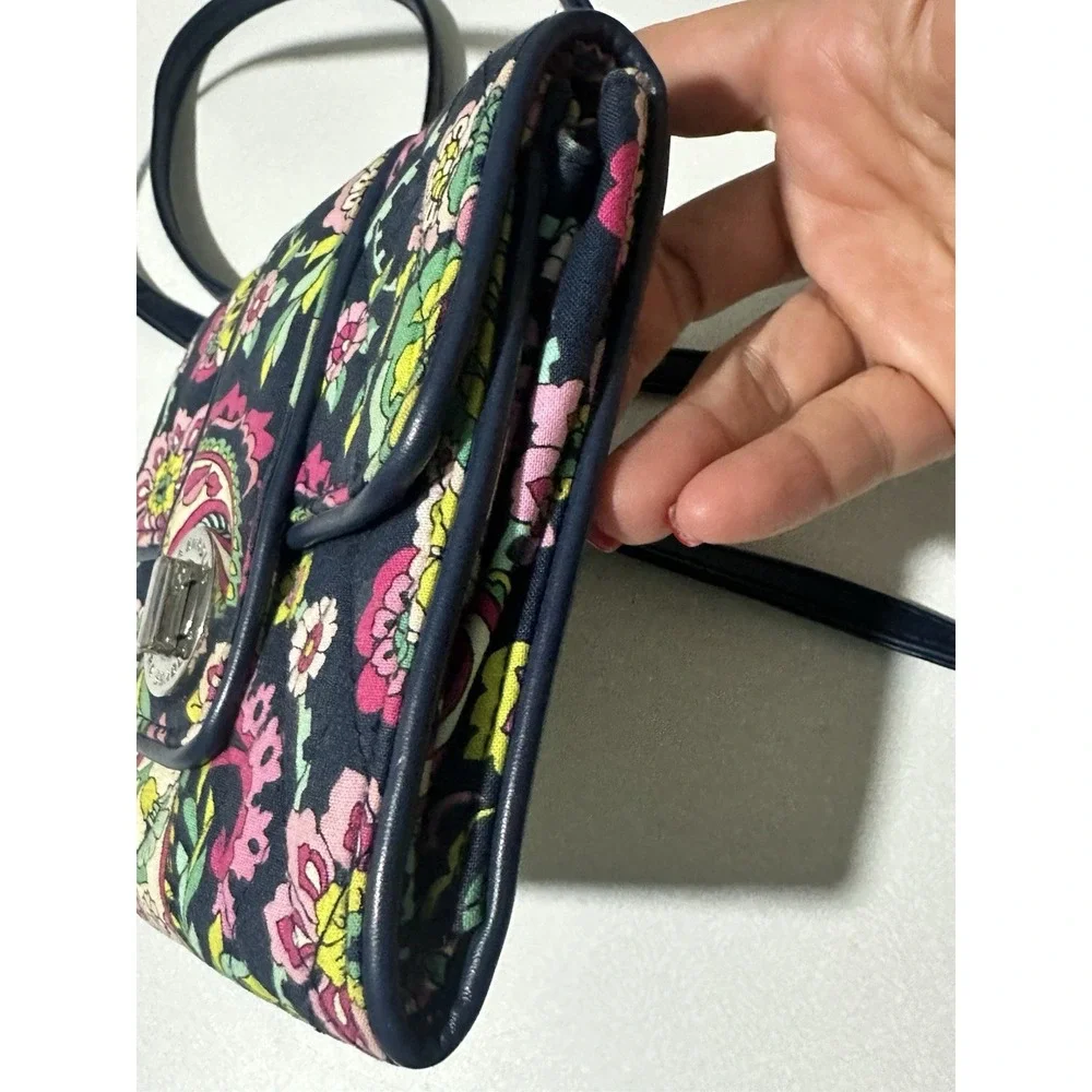 Vera Bradley Mini Turn Lock Crossbody PETAL PAISLEY Pink Floral Travel Bag Purse